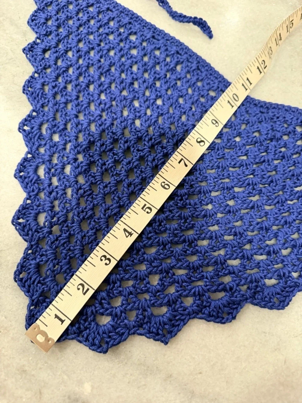 Handmade Crochet Kerchief Head Scarf Cotton Boho Triangle Wrap Fest Cottagecore